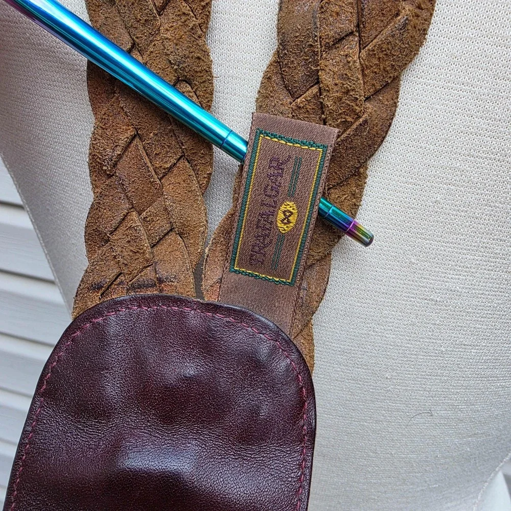 VTG Trafalgar Double Wrap Braided Leather Belt Womens XL Brown Boho Western USA
